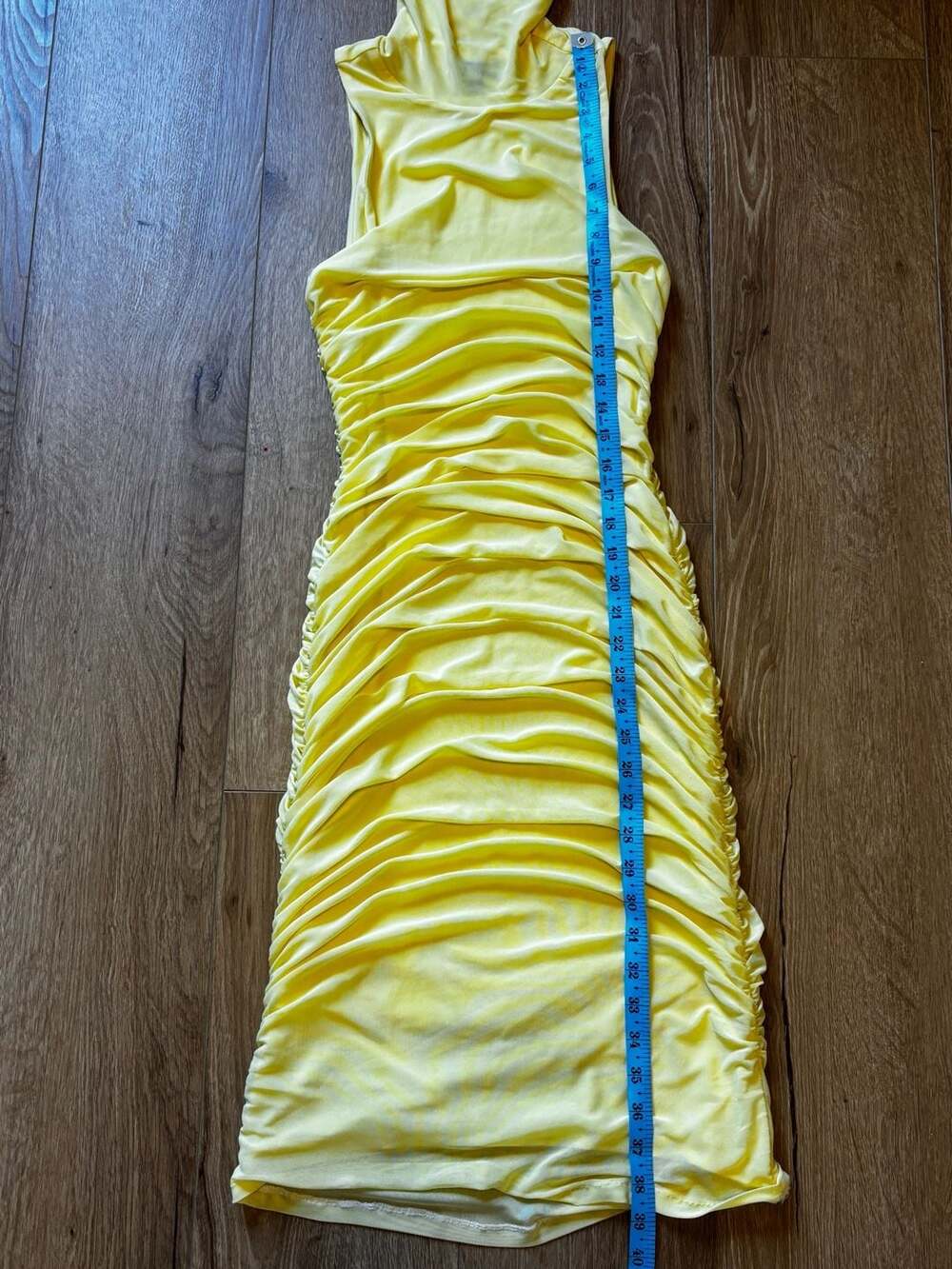 AFRM Sleeveless Mock Neck Ruched Midi Dress in Neon Yellow Size Small - Picture 6 of 6